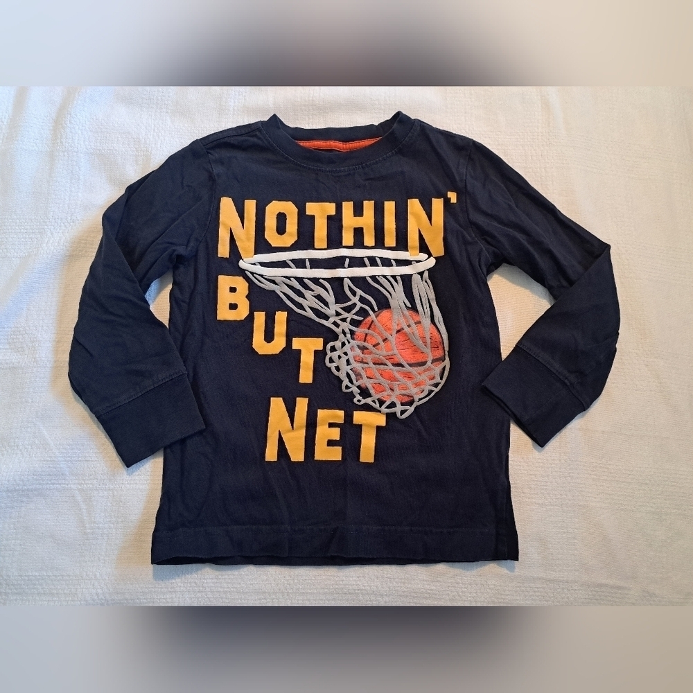 Gymboree boys size 4 long sleeve navy basketball line shirt VGUC